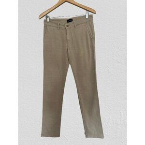 Peter Elliot Made in Italy Stitched Pants Cotton Chino Khaki in Beige Color Size